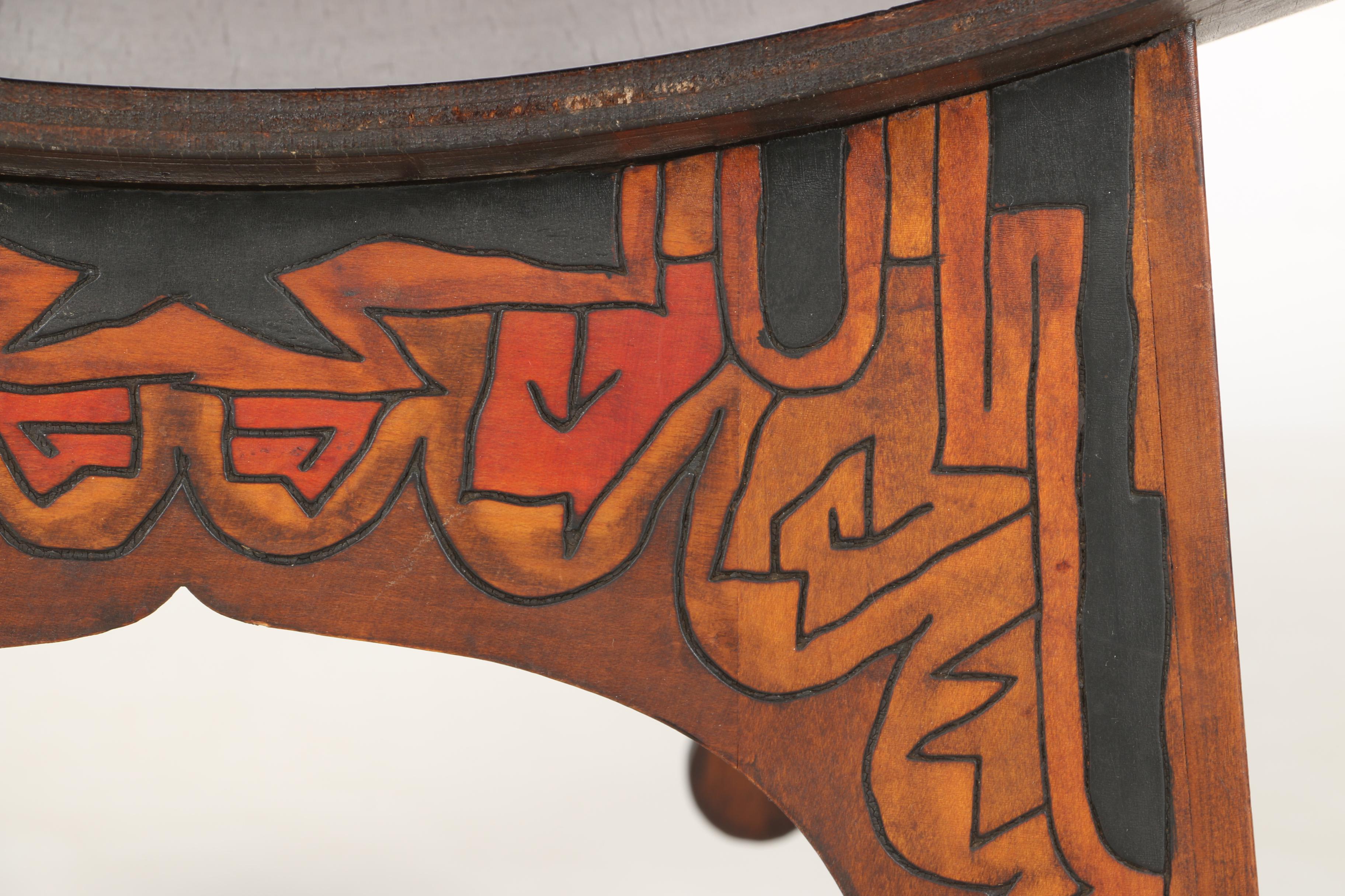 Decorative Wood Burned Footstool