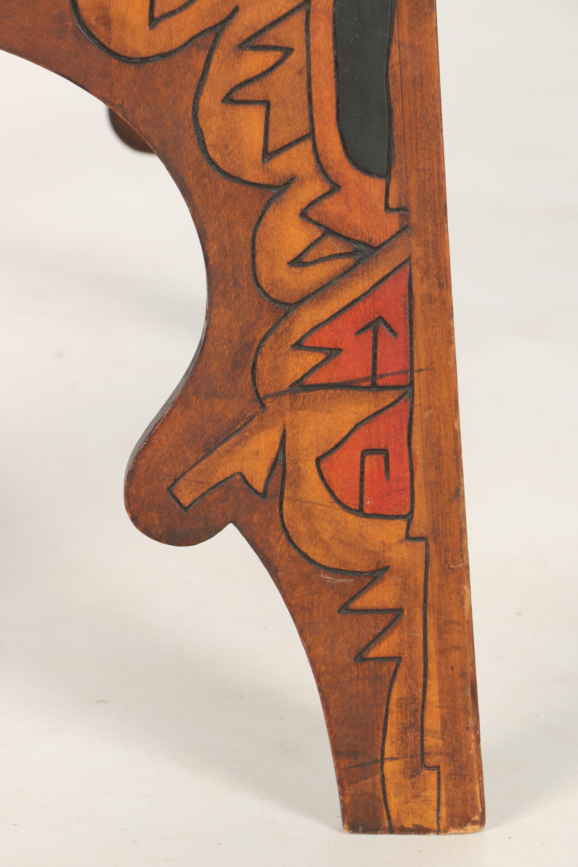 Decorative Wood Burned Footstool