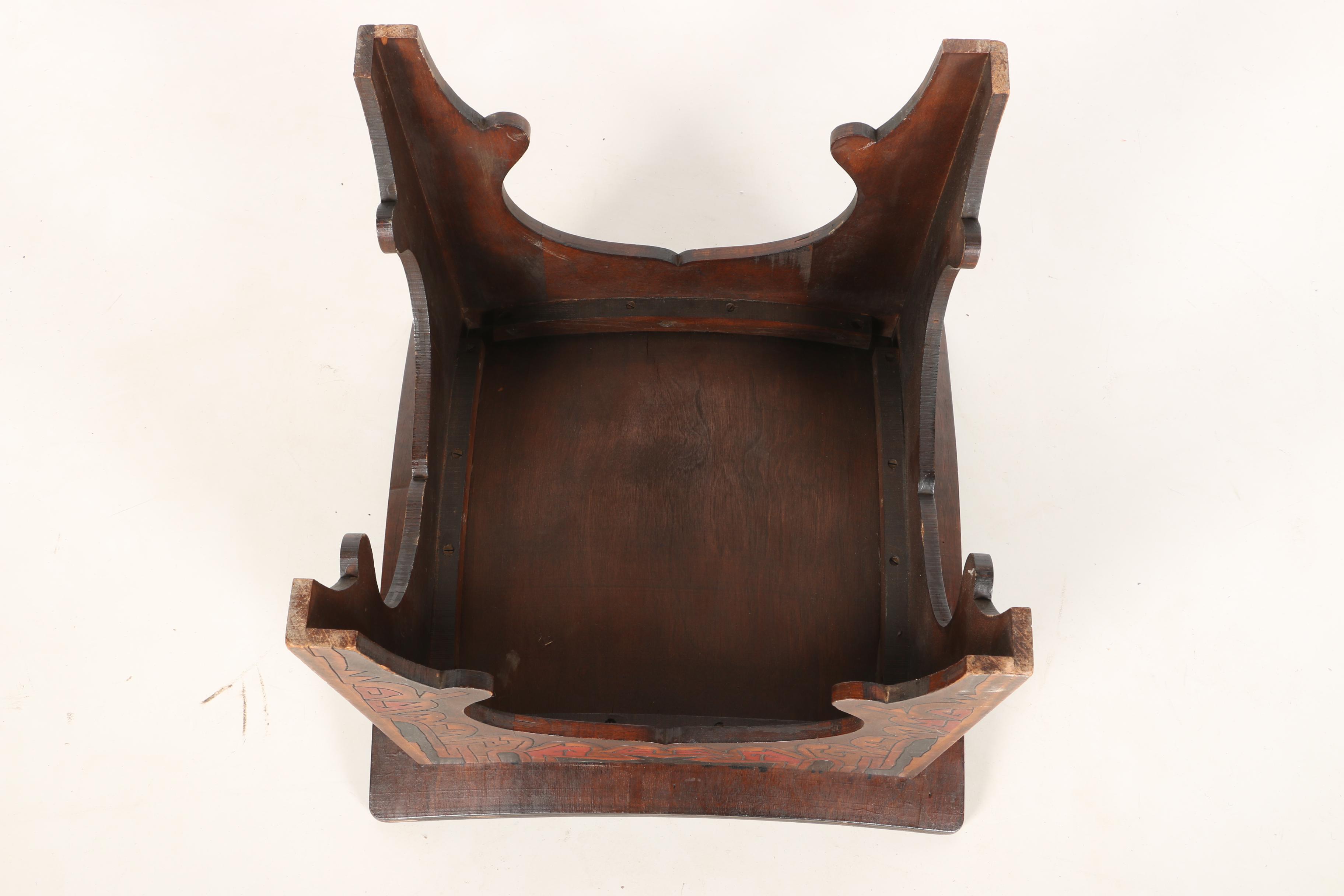 Decorative Wood Burned Footstool