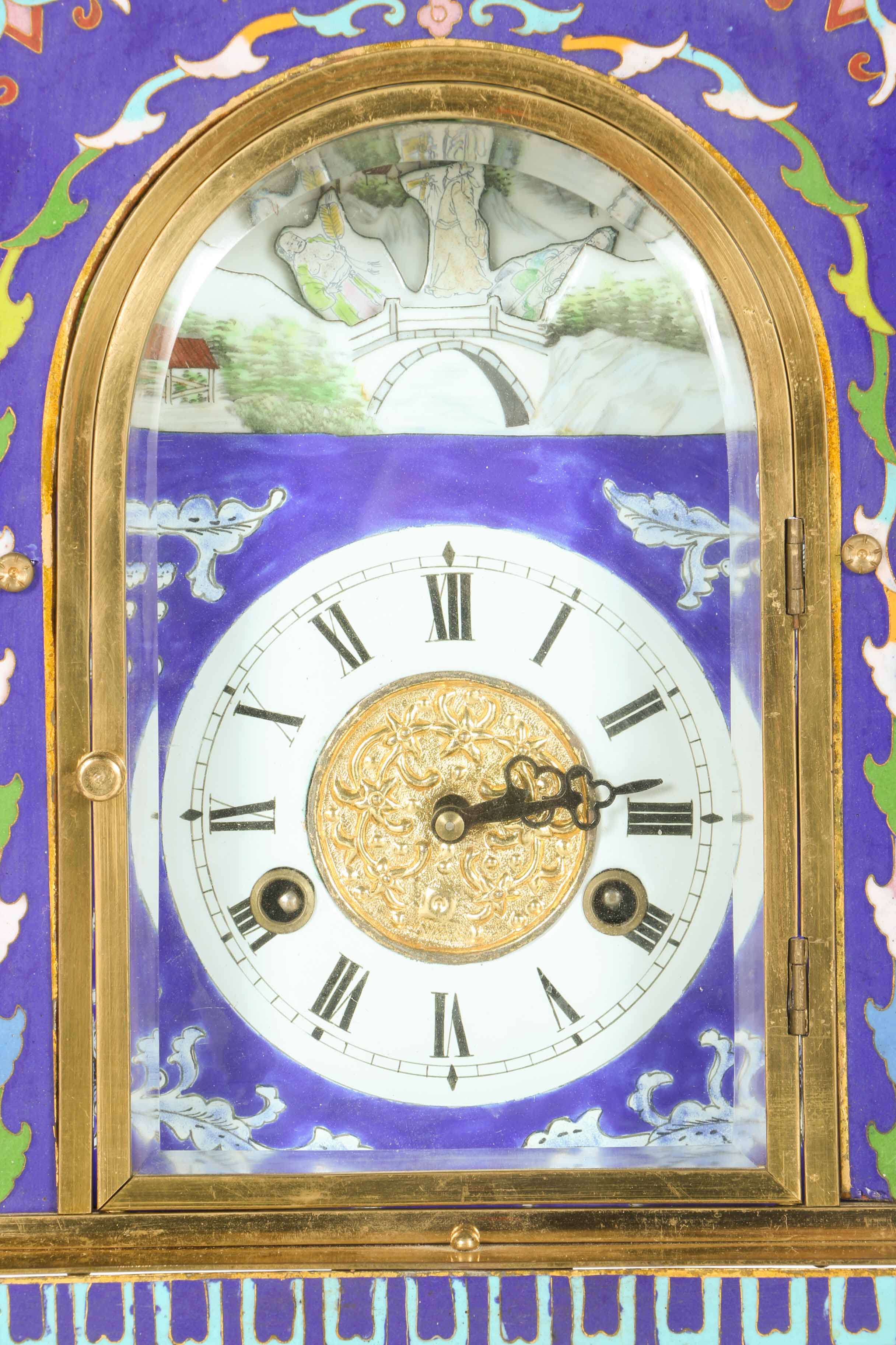 Blue and Gold Japanese Catle Shape Tower Clock