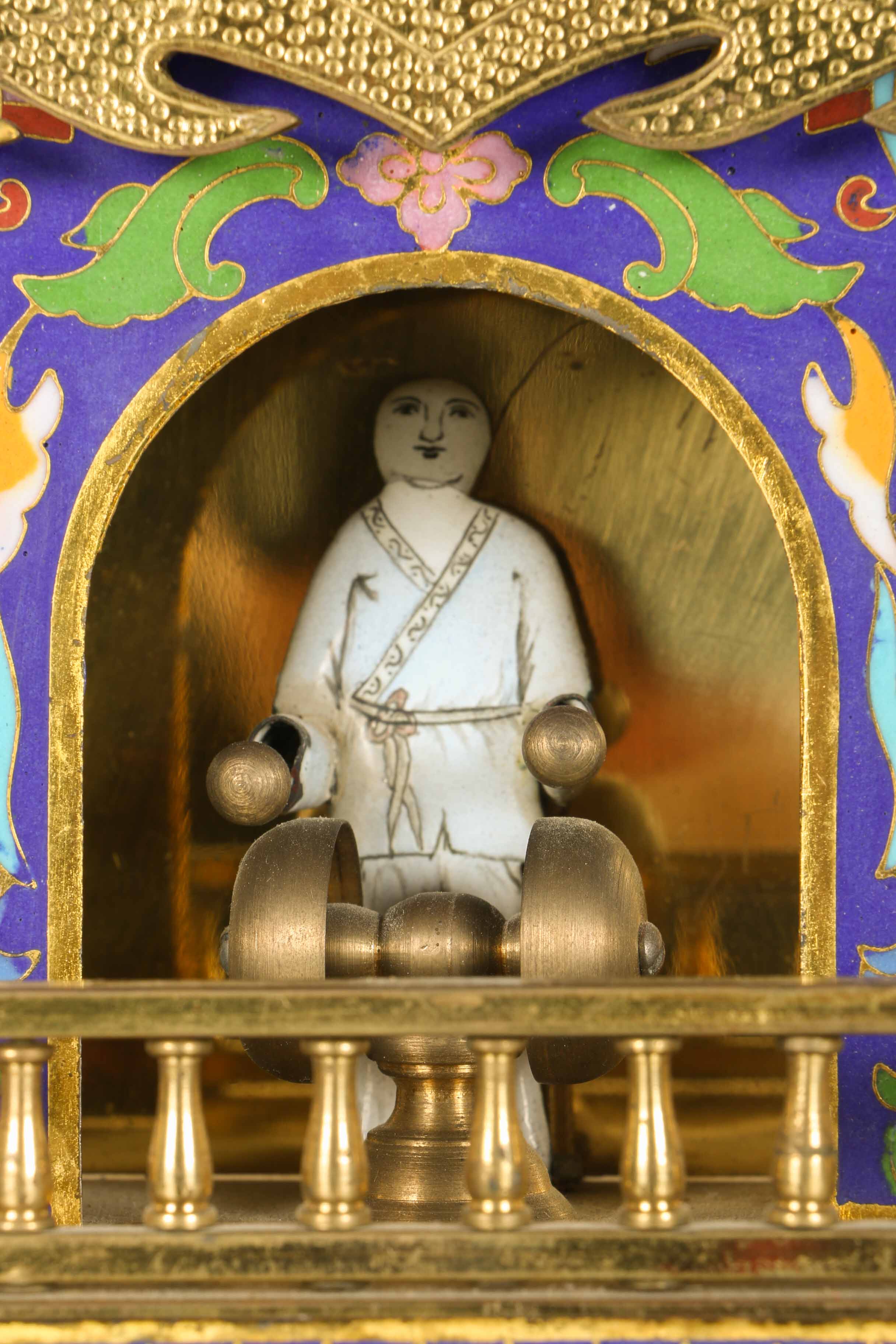 Blue and Gold Japanese Catle Shape Tower Clock