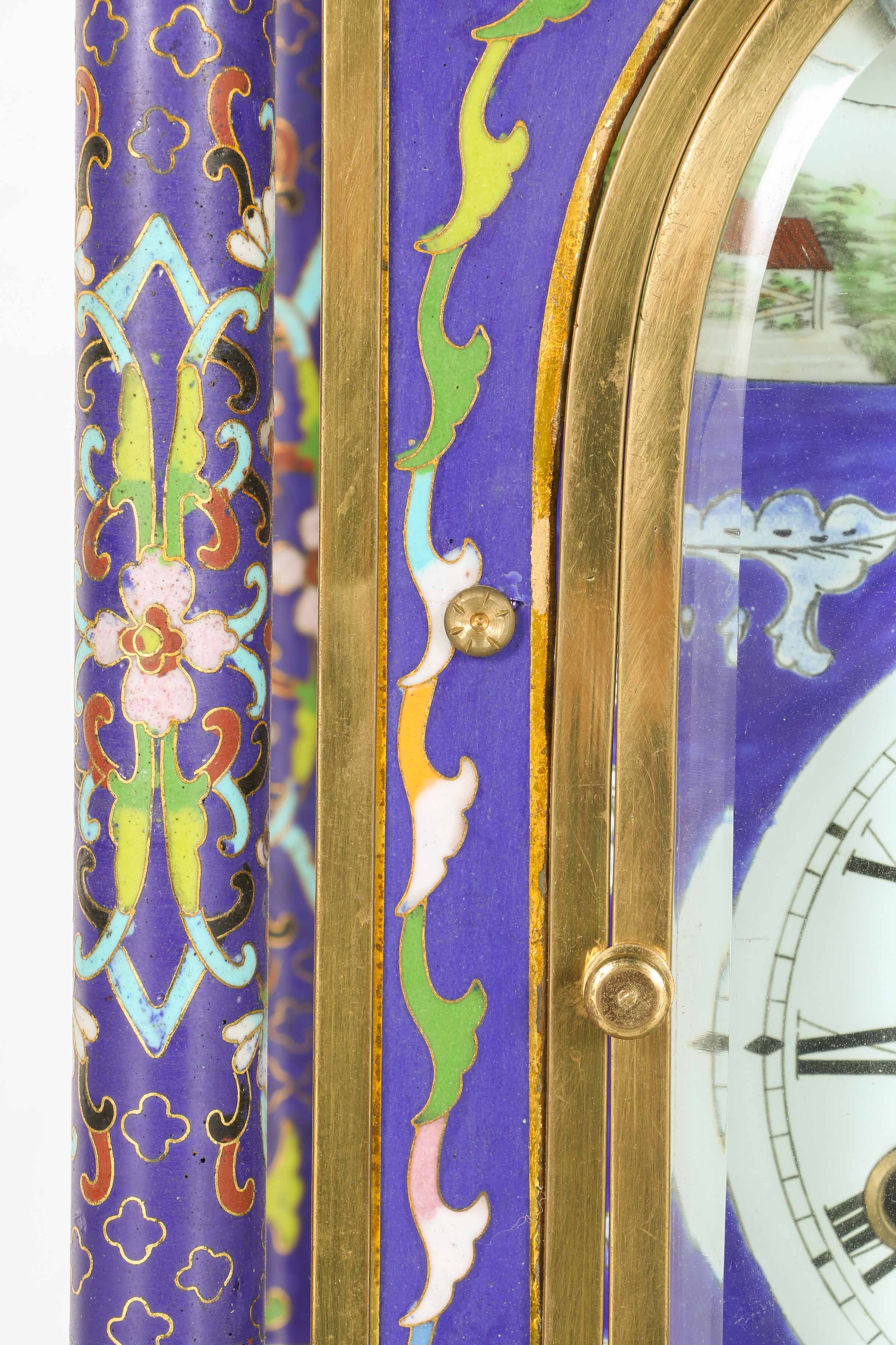 Blue and Gold Japanese Catle Shape Tower Clock