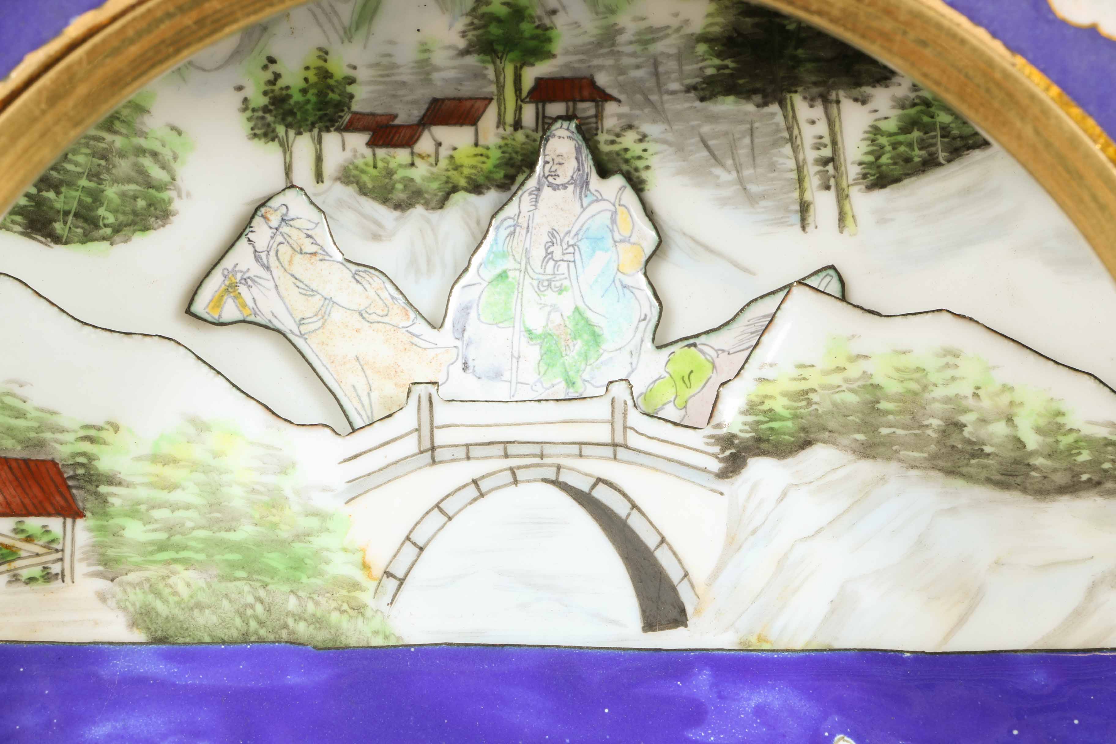 Blue and Gold Japanese Catle Shape Tower Clock