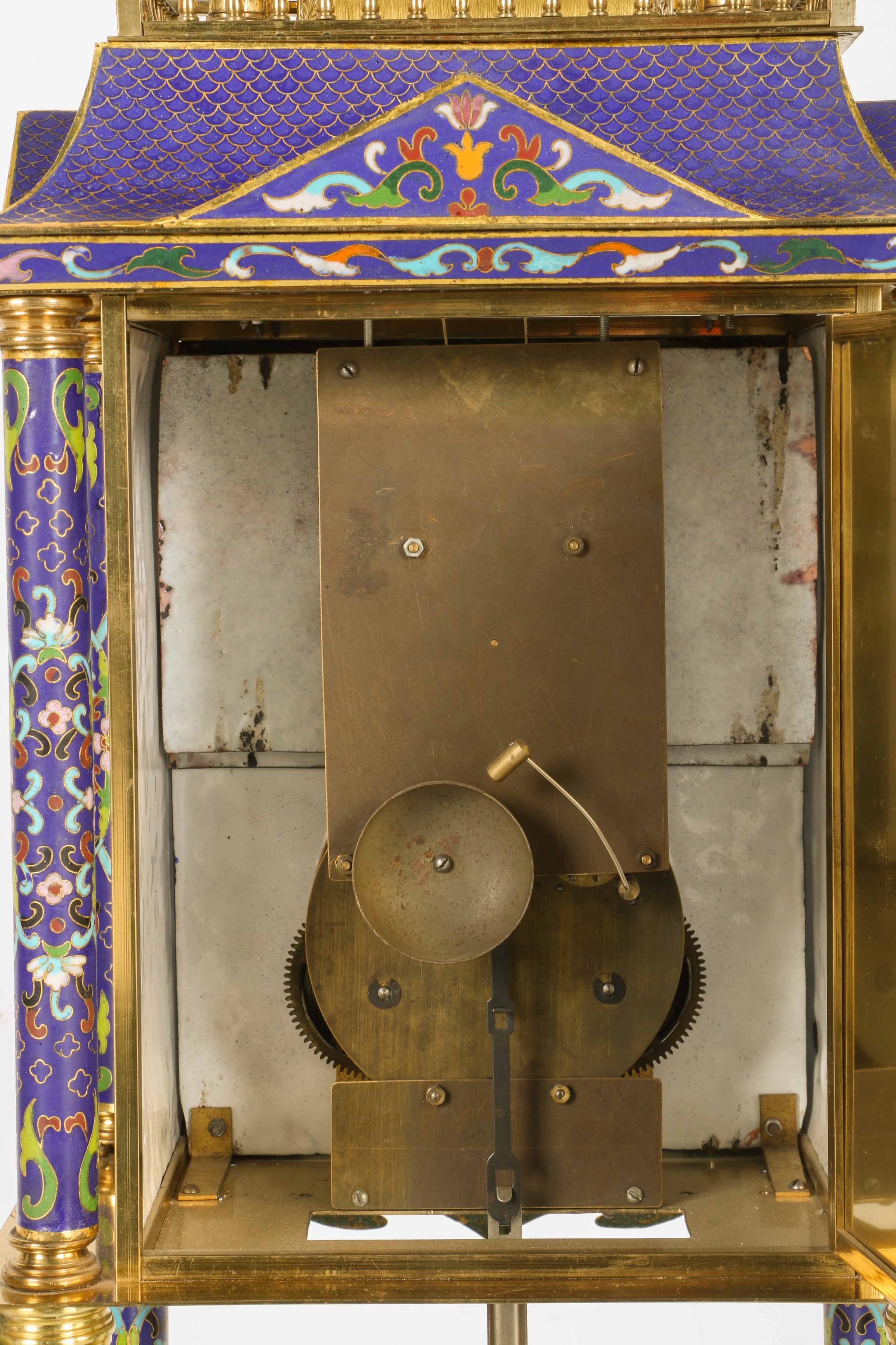 Blue and Gold Japanese Catle Shape Tower Clock