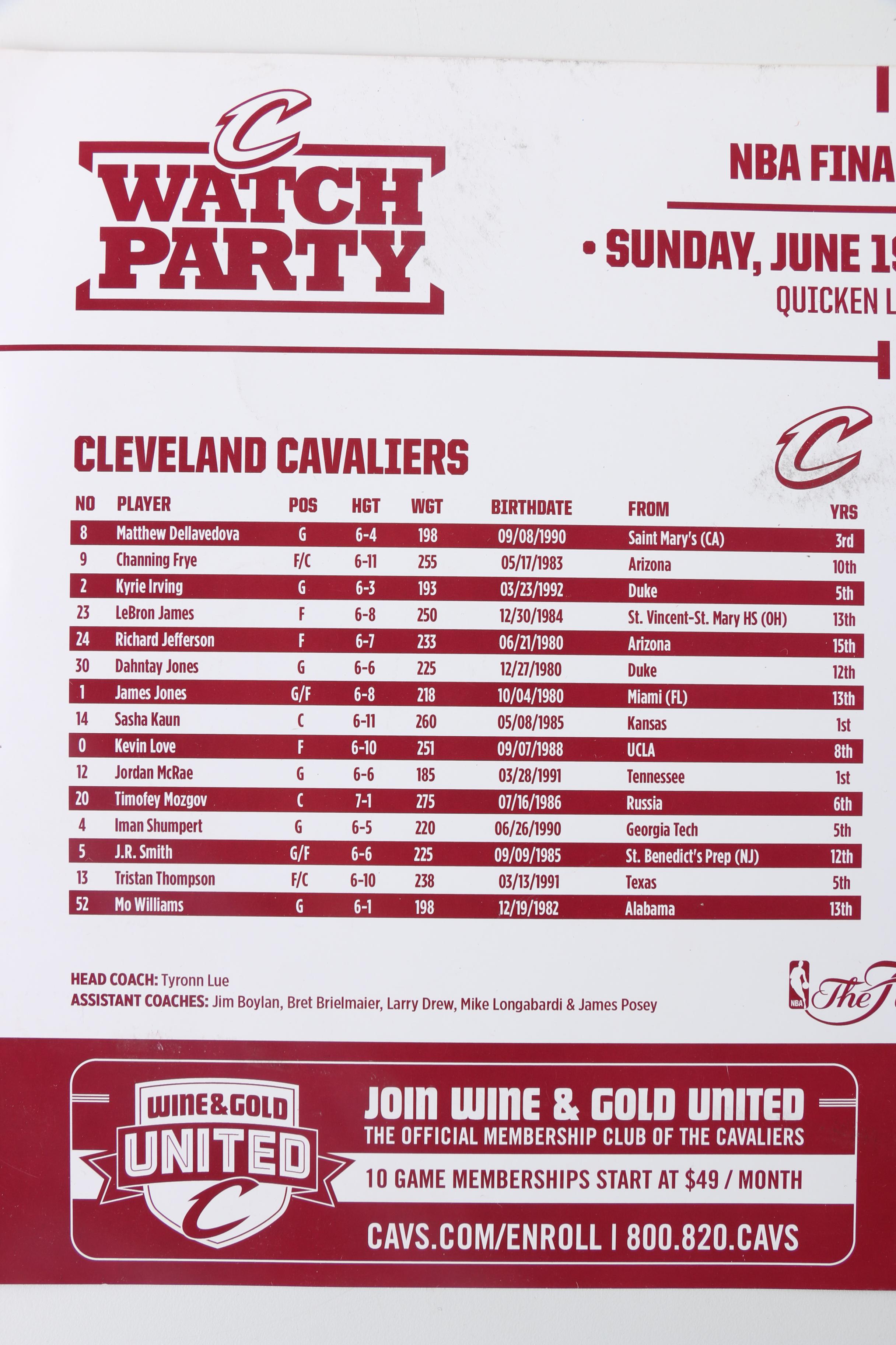 Signed Cleveland Cavaliers 2016 NBA Finals Poster