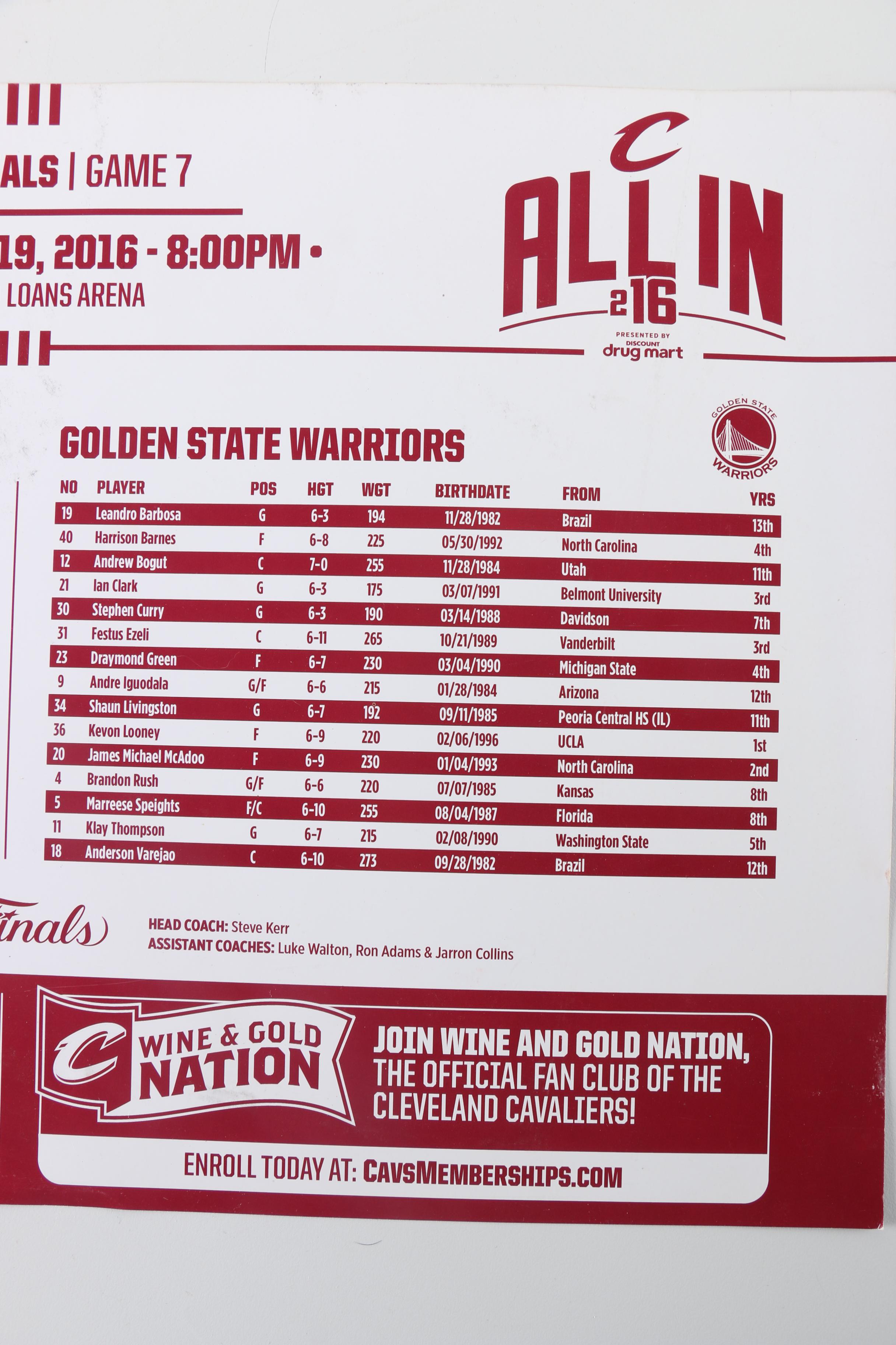 Signed Cleveland Cavaliers 2016 NBA Finals Poster