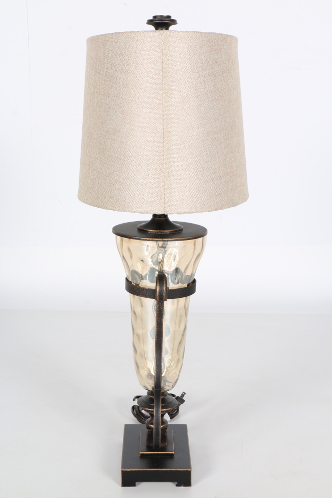 Pair of Glass and Metal Table Lamps