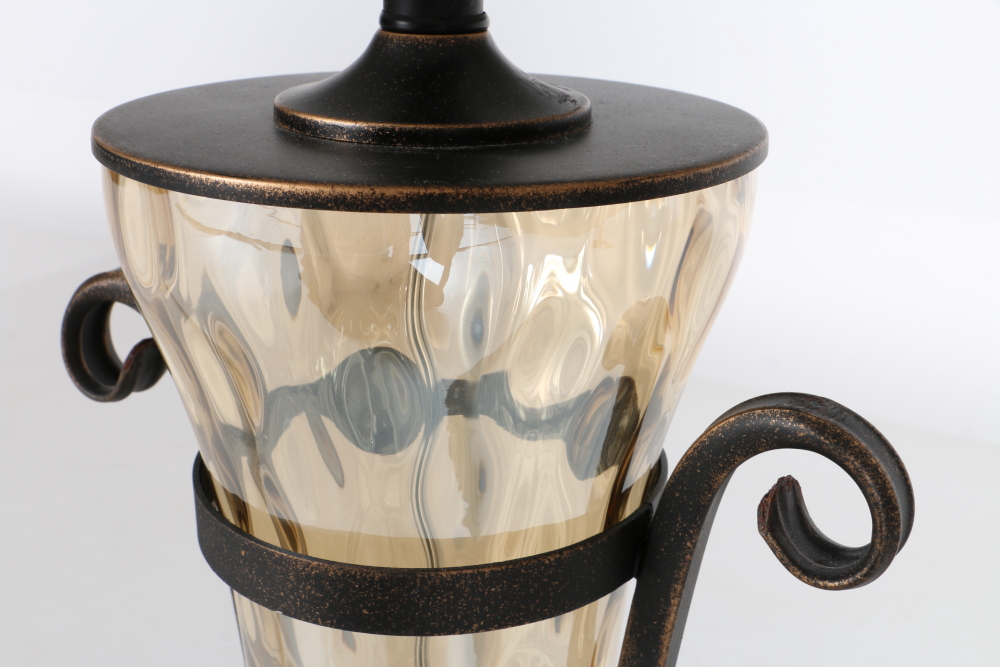 Pair of Glass and Metal Table Lamps