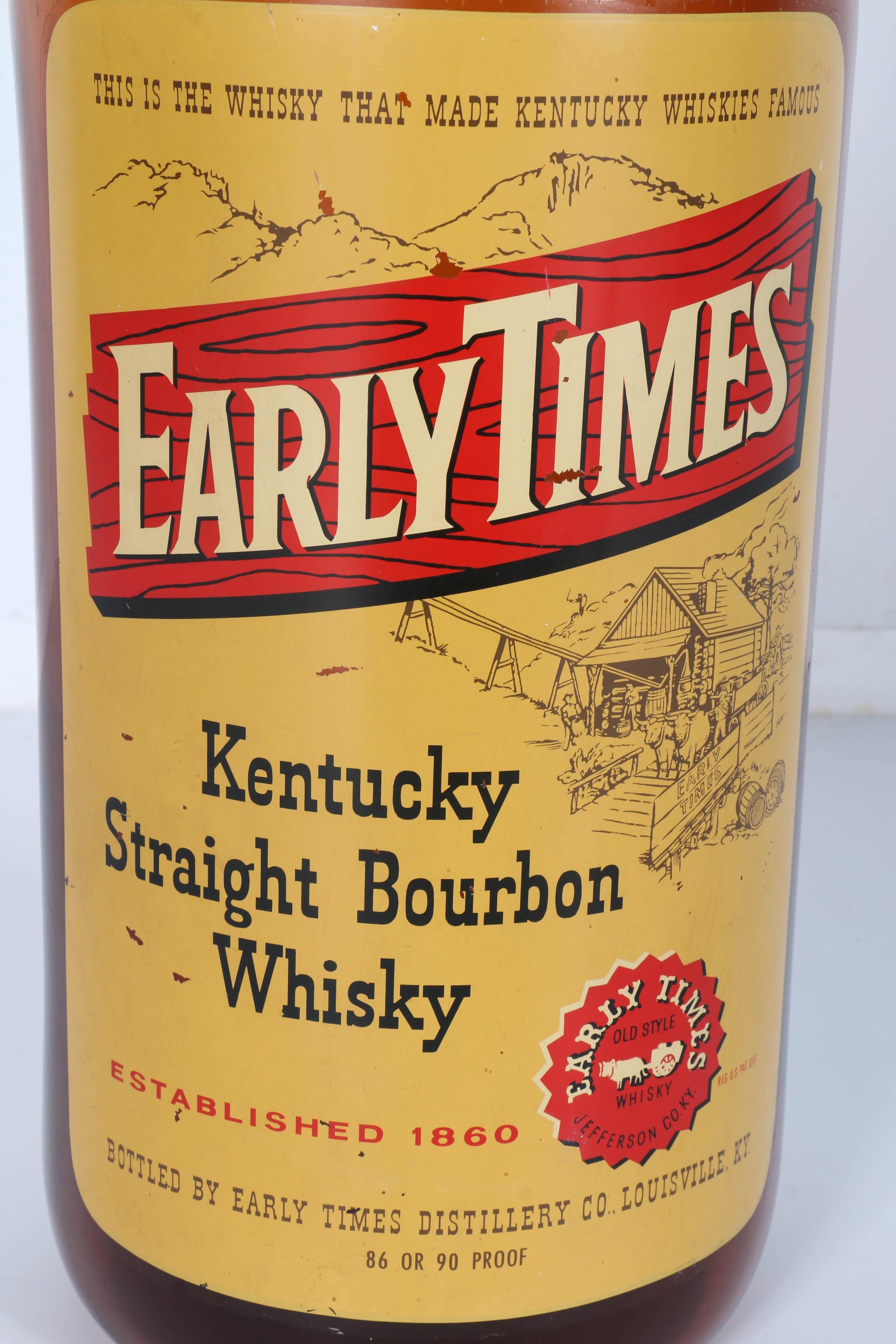 Circa 1960 Vintage Early Times Display Glass Bottle