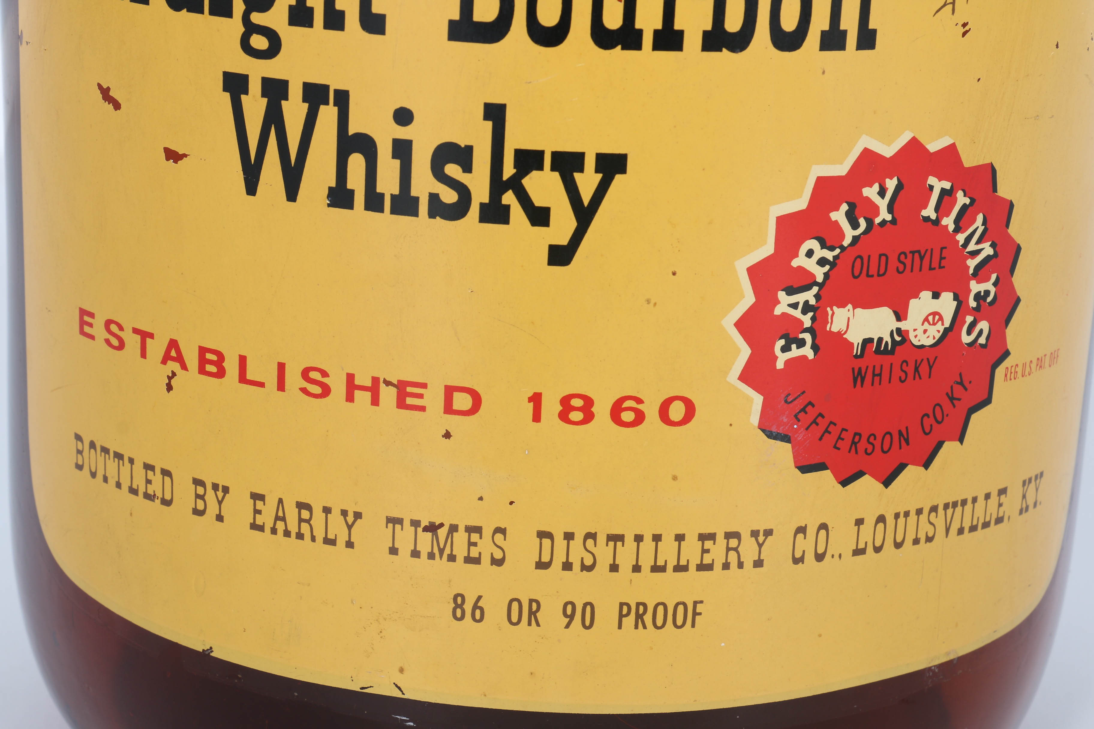 Circa 1960 Vintage Early Times Display Glass Bottle