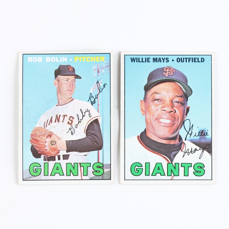 1962 Topps Giants Willie Mays and Bob Bolin Cards