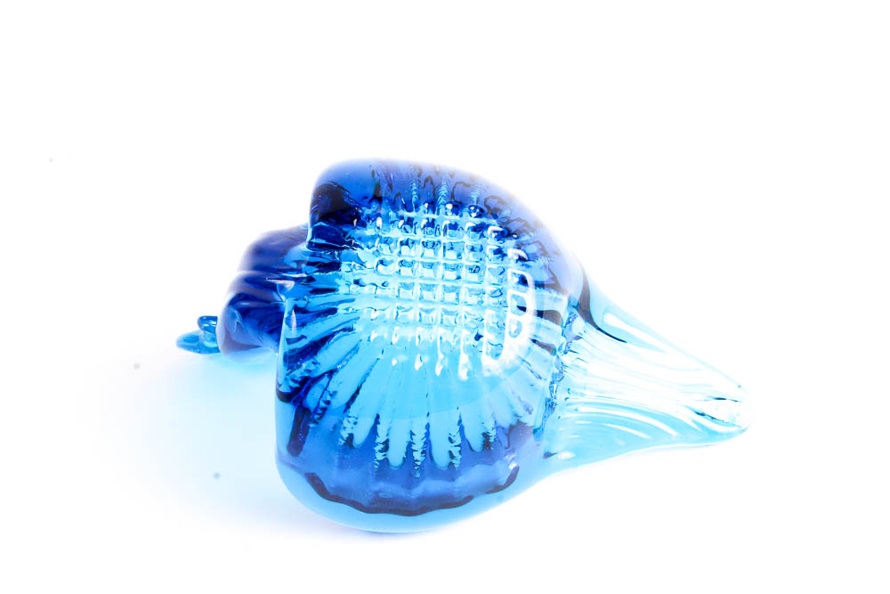 Three Cobalt Blue Glass Swan Dishes