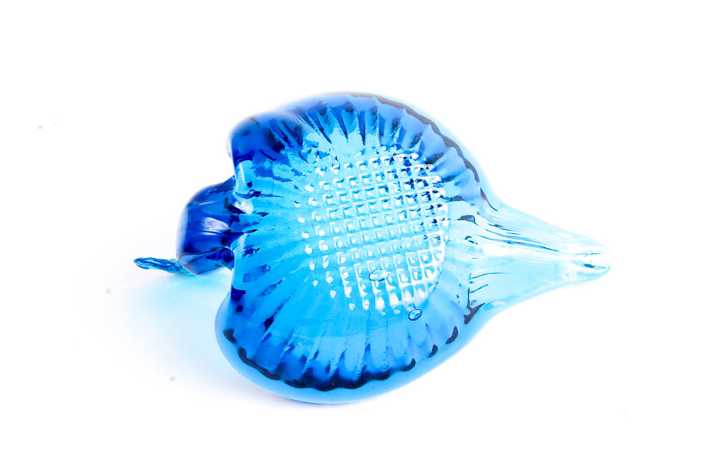 Three Cobalt Blue Glass Swan Dishes