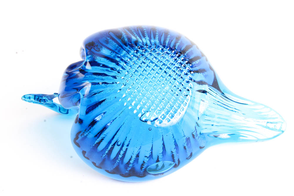 Three Cobalt Blue Glass Swan Dishes