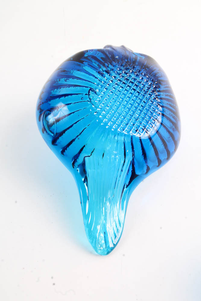 Three Cobalt Blue Glass Swan Dishes