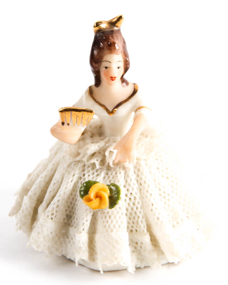 Dresden Porcelain Figurines with Fabric Detailing