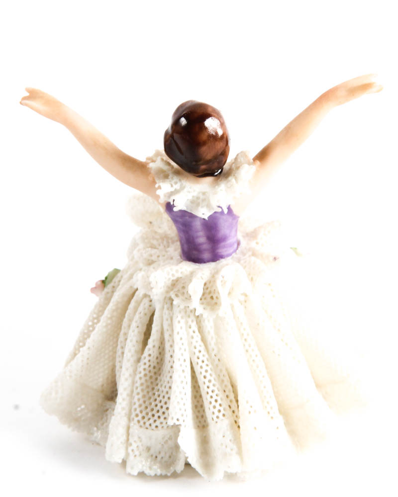 Dresden Porcelain Figurines with Fabric Detailing