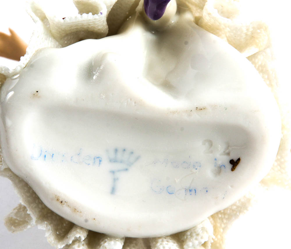 Dresden Porcelain Figurines with Fabric Detailing