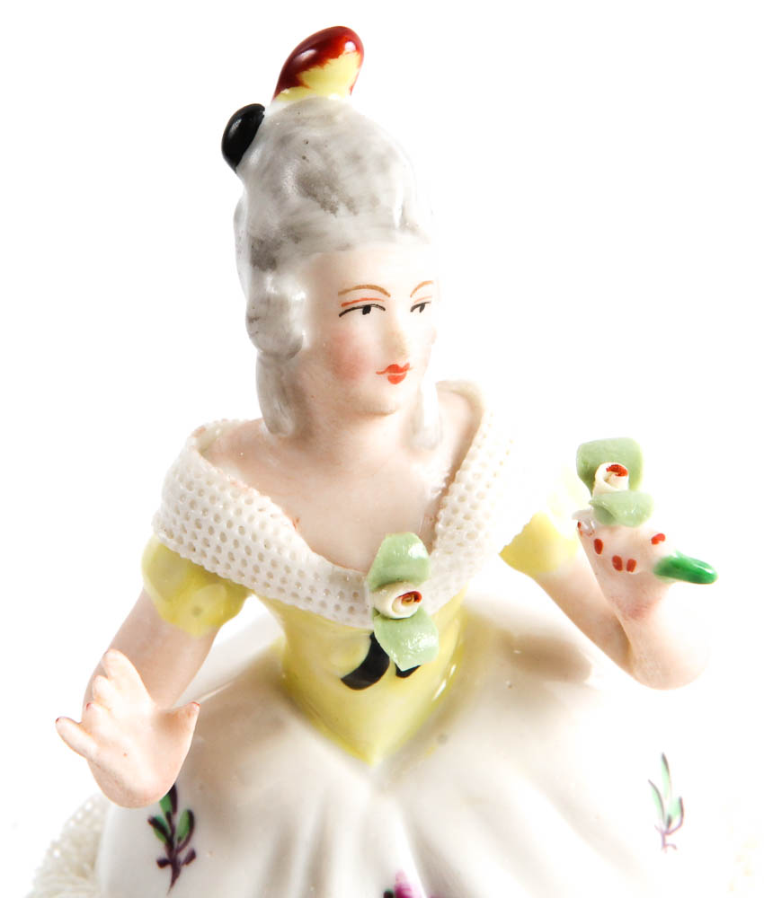 Dresden Porcelain Figurines with Fabric Detailing