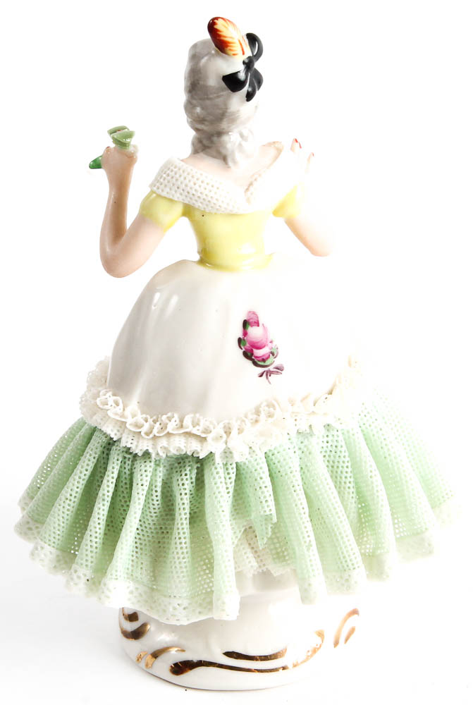 Dresden Porcelain Figurines with Fabric Detailing