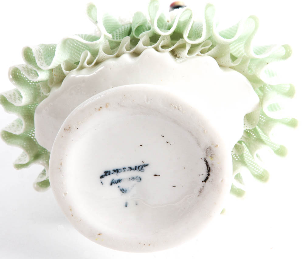 Dresden Porcelain Figurines with Fabric Detailing