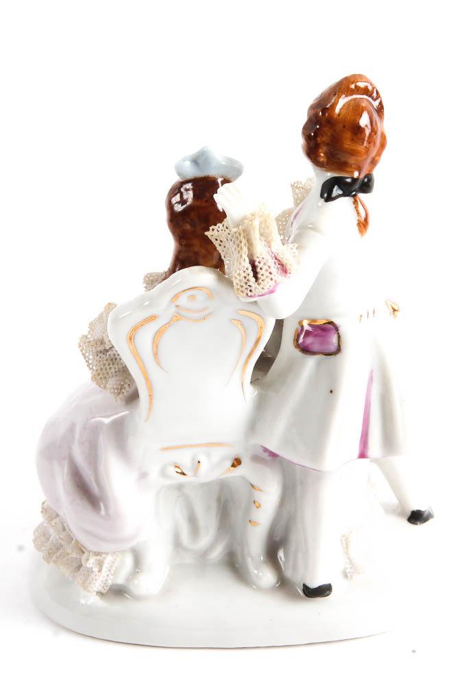 Dresden Porcelain Figurines with Fabric Detailing