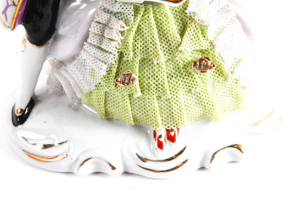 Dresden Porcelain Figurines with Fabric Detailing