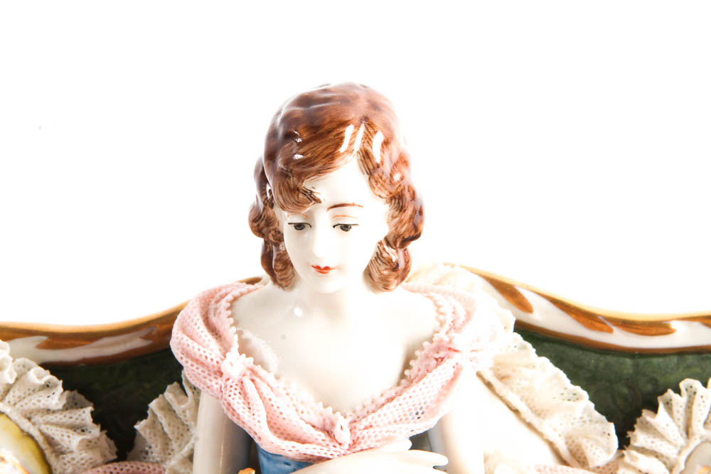 Dresden Porcelain Figurines with Fabric Detailing