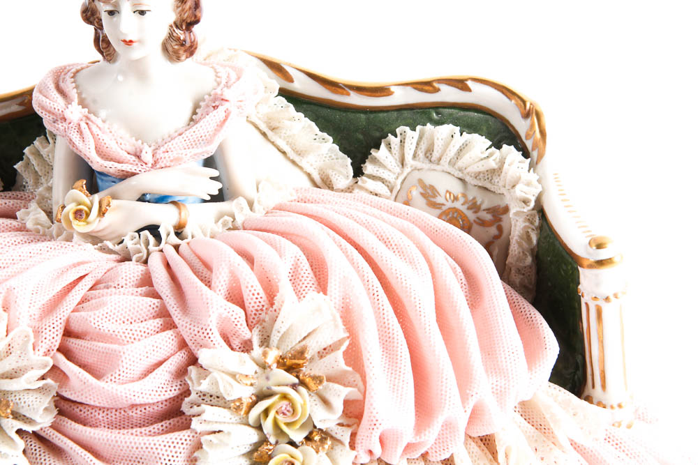 Dresden Porcelain Figurines with Fabric Detailing