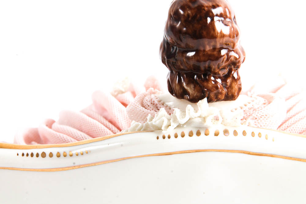 Dresden Porcelain Figurines with Fabric Detailing