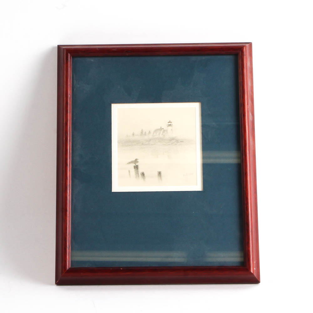 Vr Miller Pencil Drawing of a Lighthouse