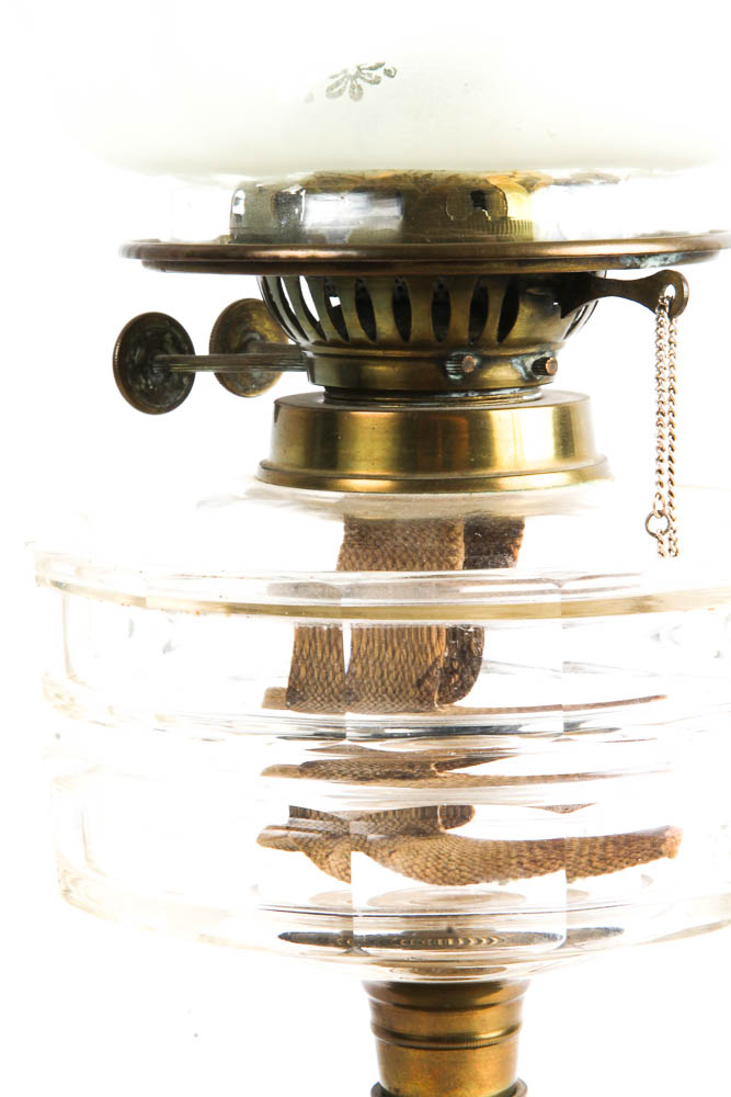 Vintage Green Glass Oil Lamp