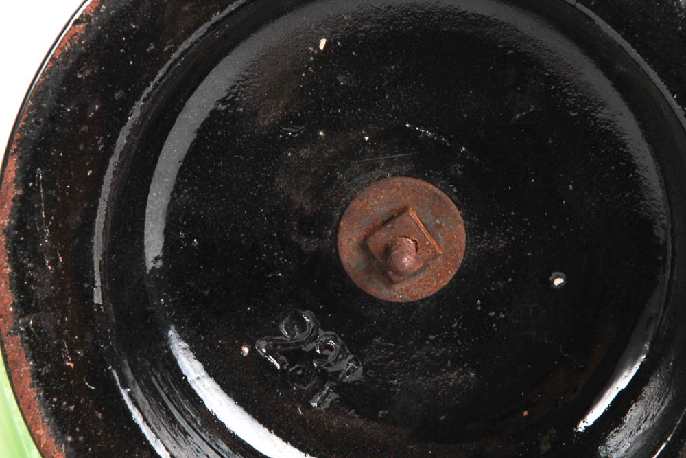 Vintage Green Glass Oil Lamp