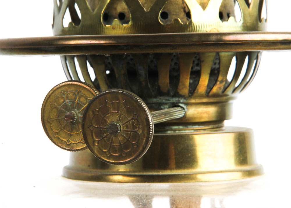 Vintage Green Glass Oil Lamp