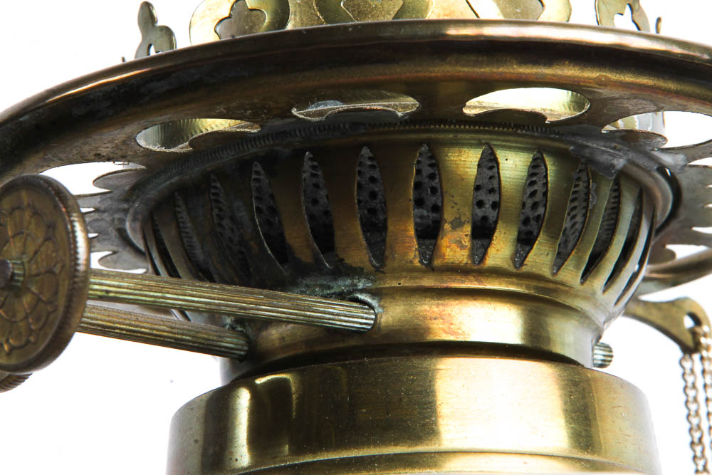 Vintage Green Glass Oil Lamp