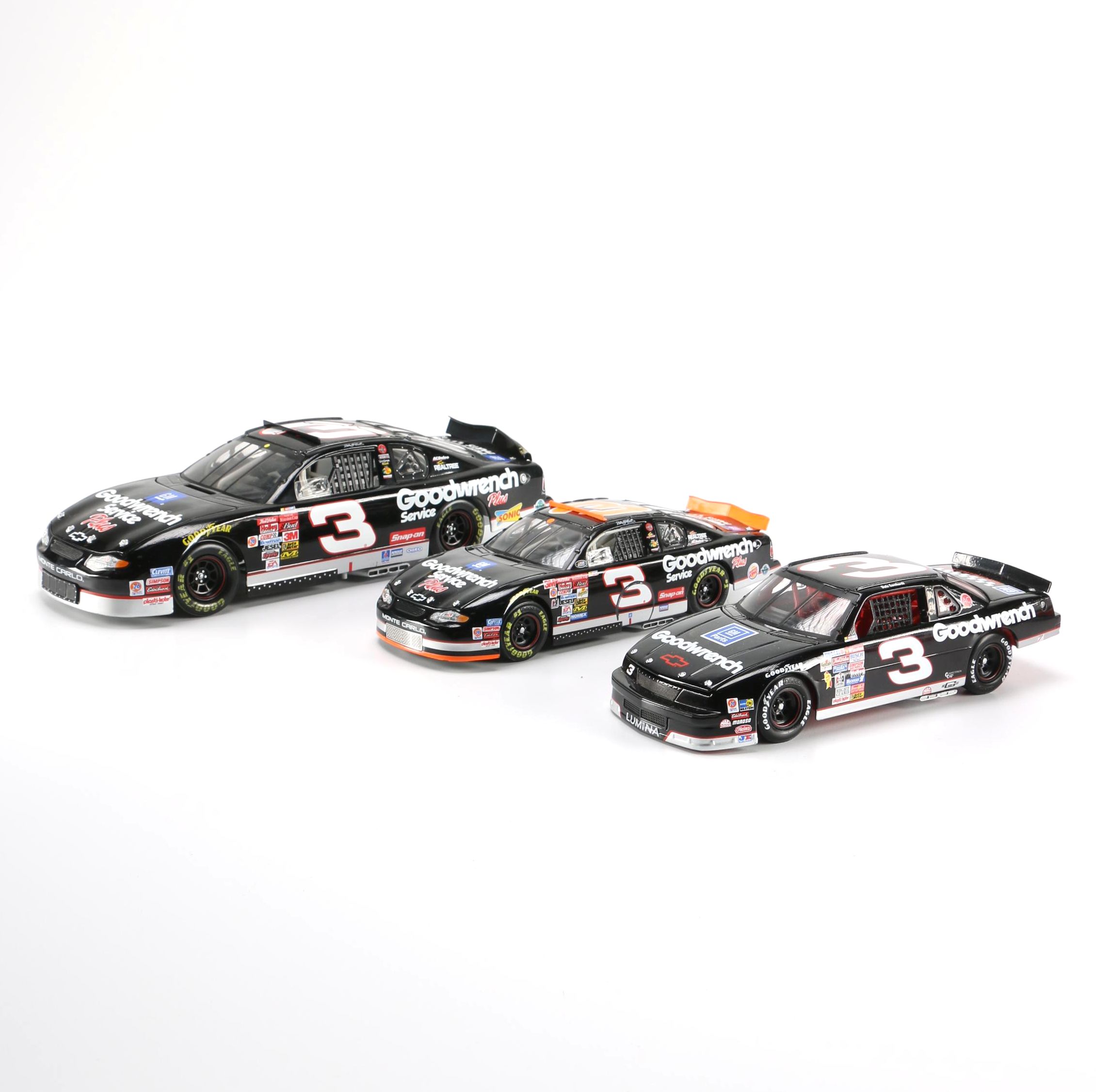 Three Dale Earnhardt Replica Cars