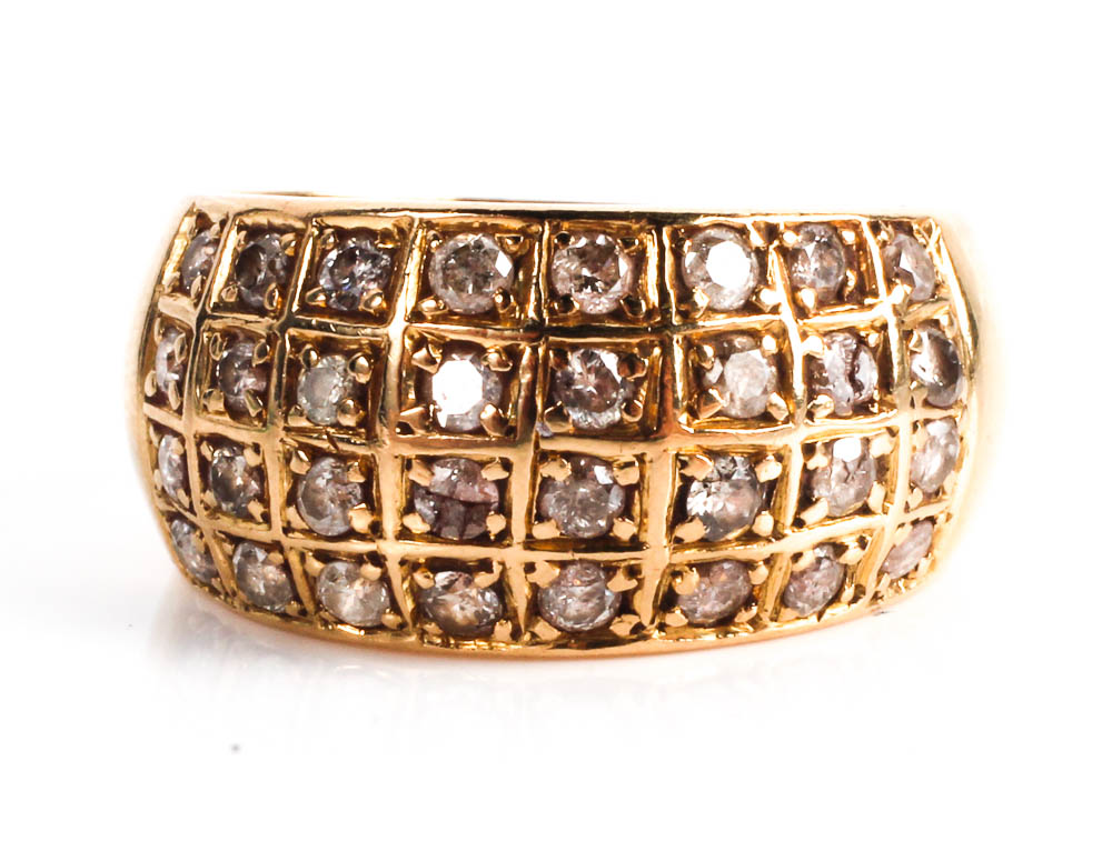 18K Gold and Diamond Band Ring