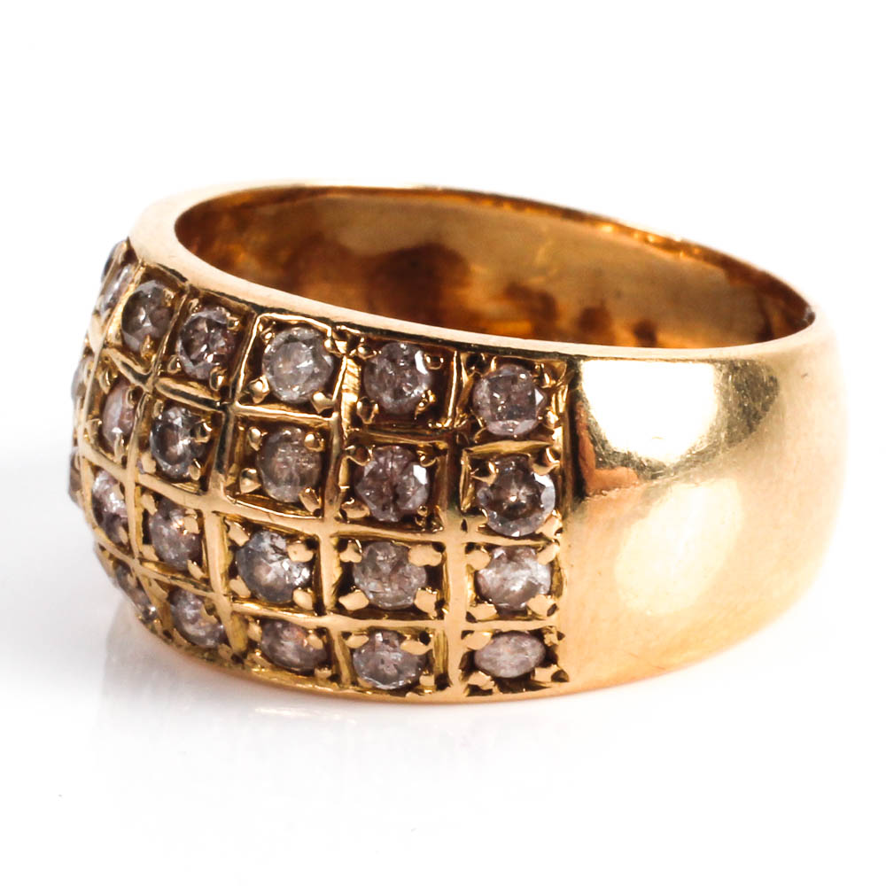 18K Gold and Diamond Band Ring