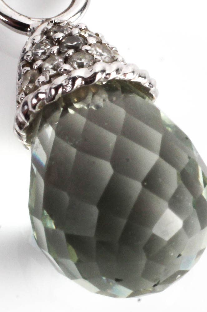 14K White Gold Necklace with 14K and 18K White Gold Pendants