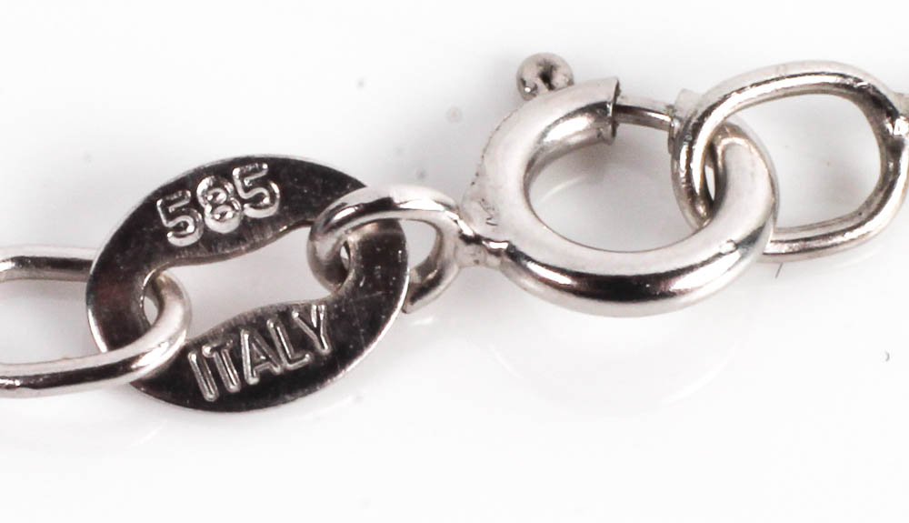 14K White Gold Necklace with 14K and 18K White Gold Pendants