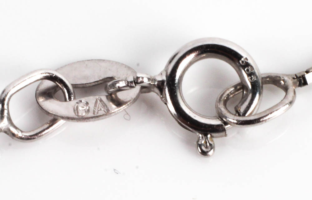 14K White Gold Necklace with 14K and 18K White Gold Pendants