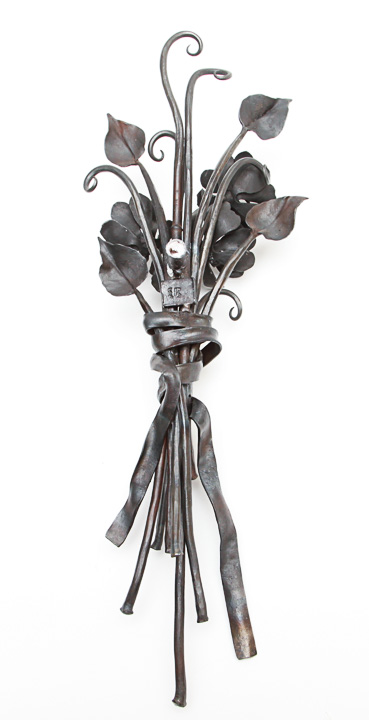Original Painted Iron-Worked Flower Bouquet by Elizabeth Brim