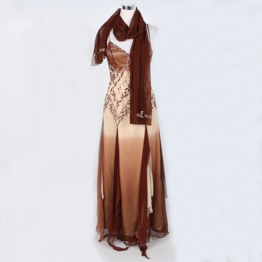 Femme Hand Beaded and Silk Gown