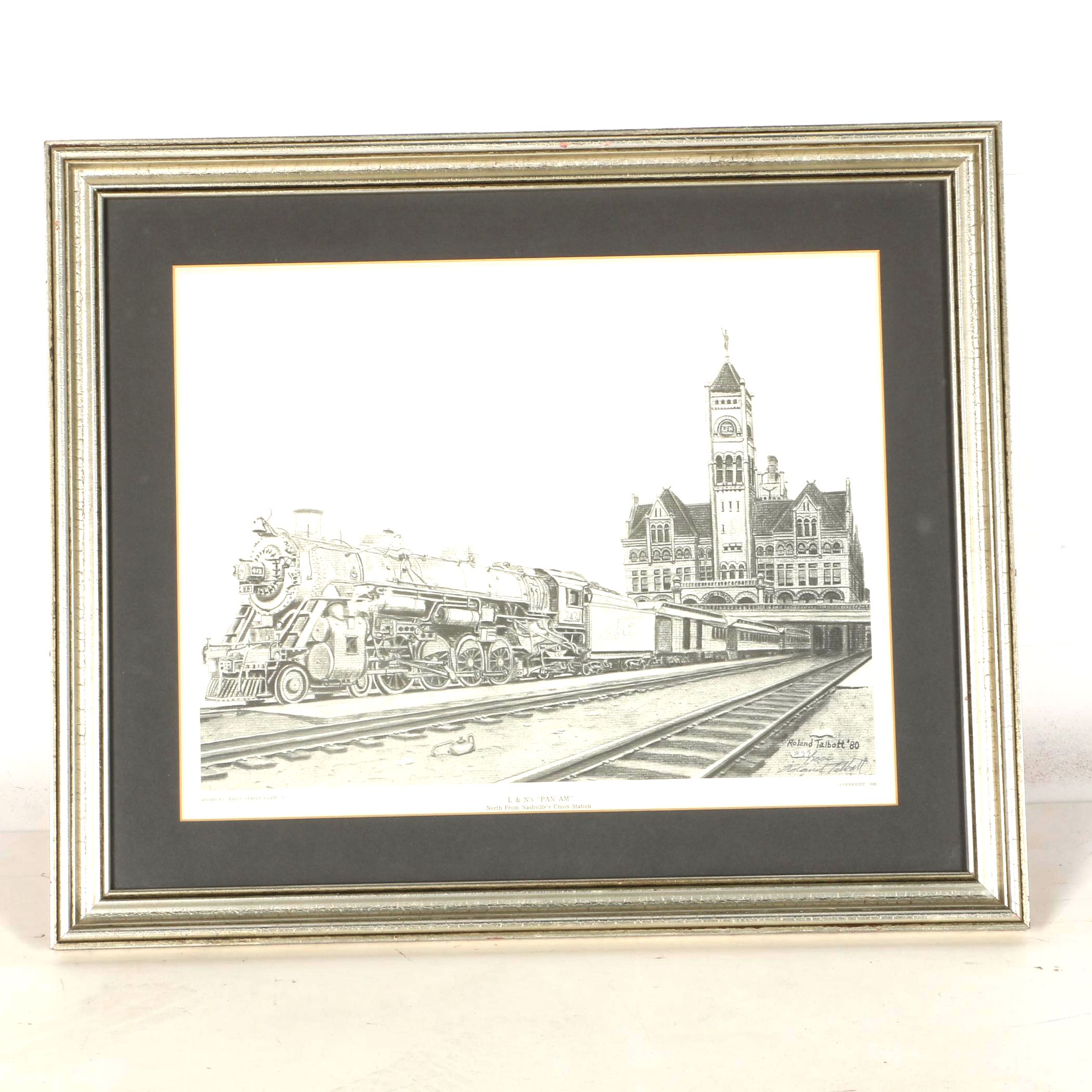 After Roland Talbott 1980 Offset Lithograph Of Nashville Union Station