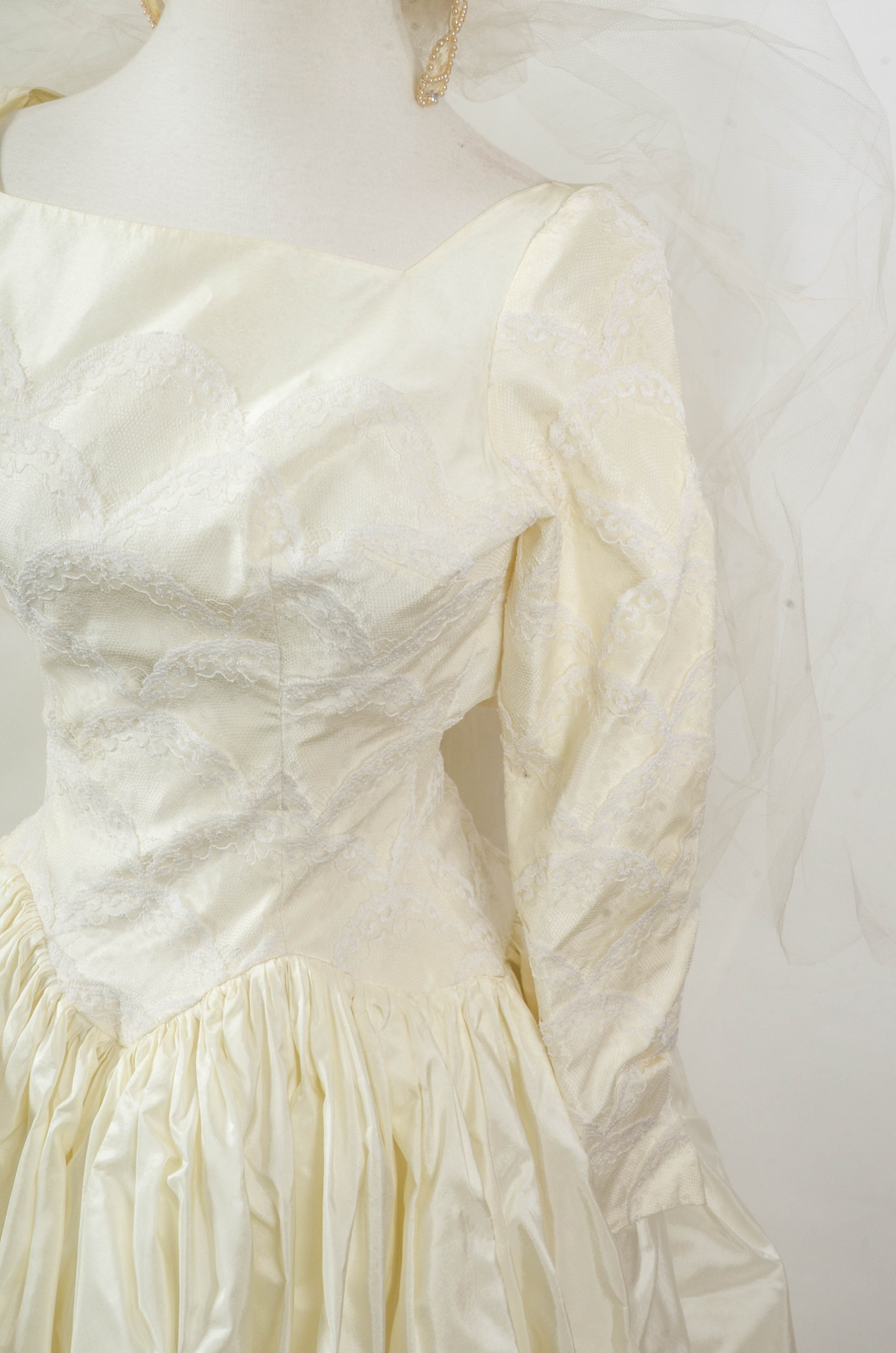 Vintage 50s Silk Taffeta Wedding Dress by Cahill of Beverly Hills