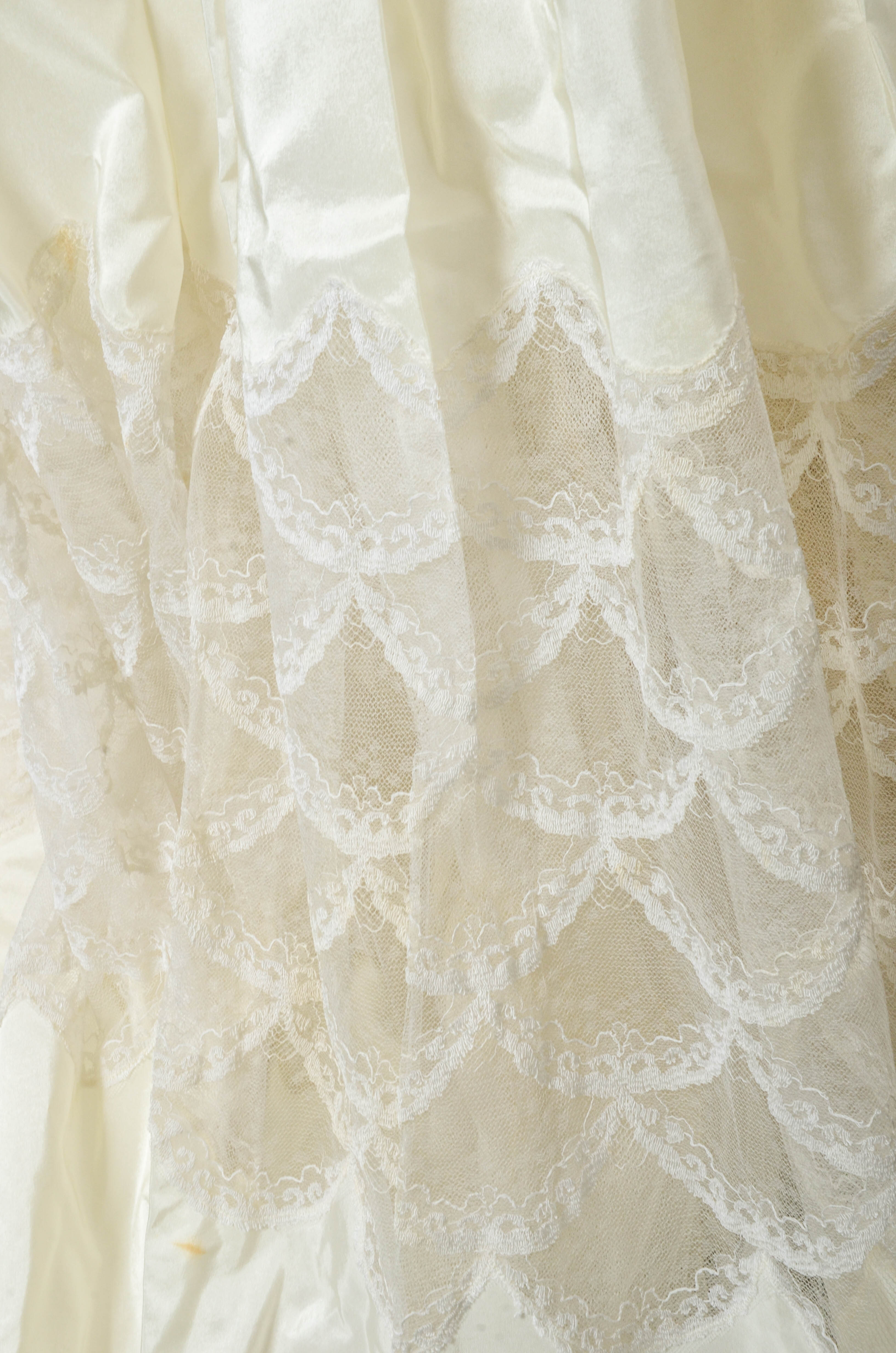 Vintage 50s Silk Taffeta Wedding Dress by Cahill of Beverly Hills