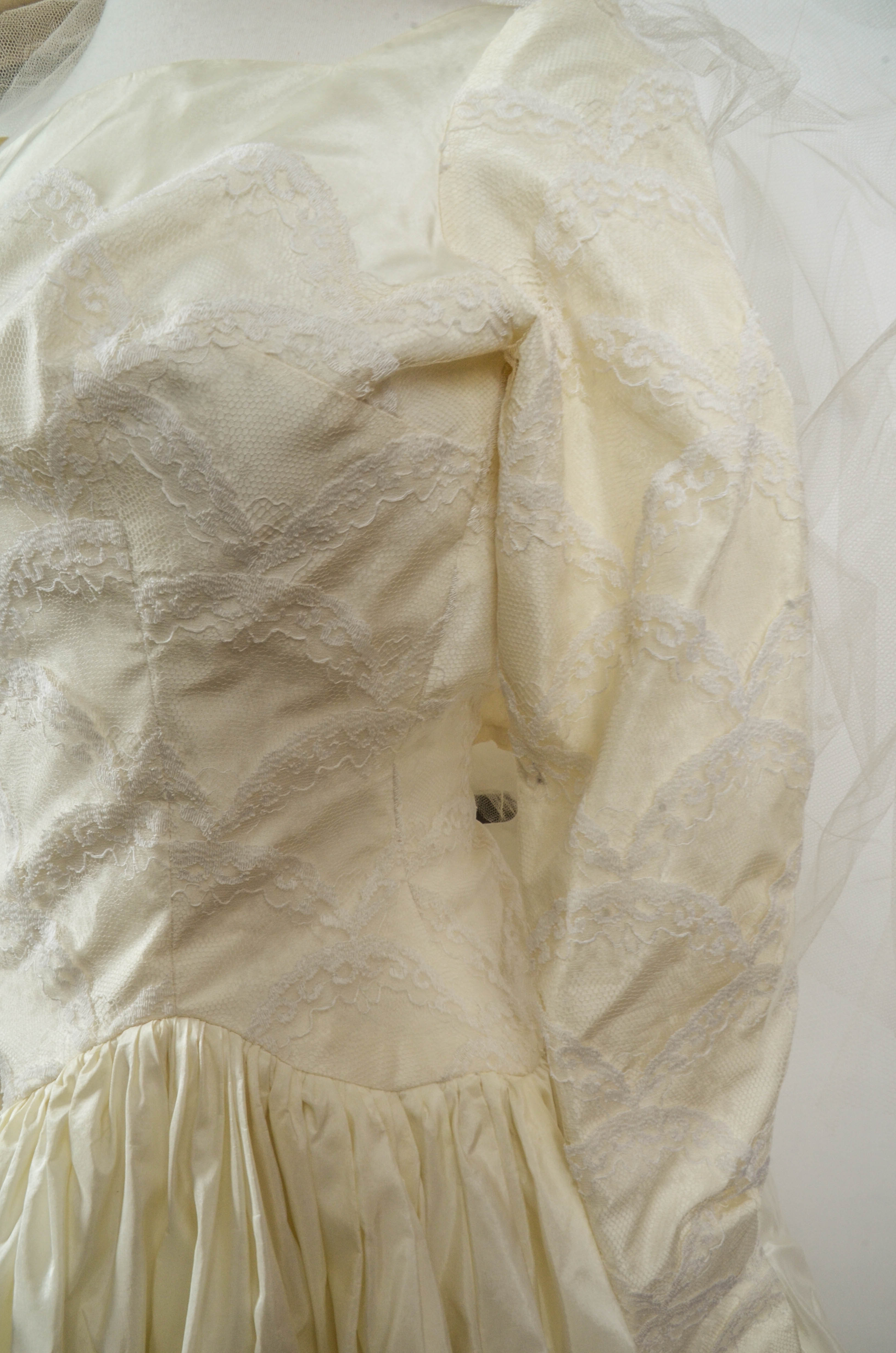 Vintage 50s Silk Taffeta Wedding Dress by Cahill of Beverly Hills