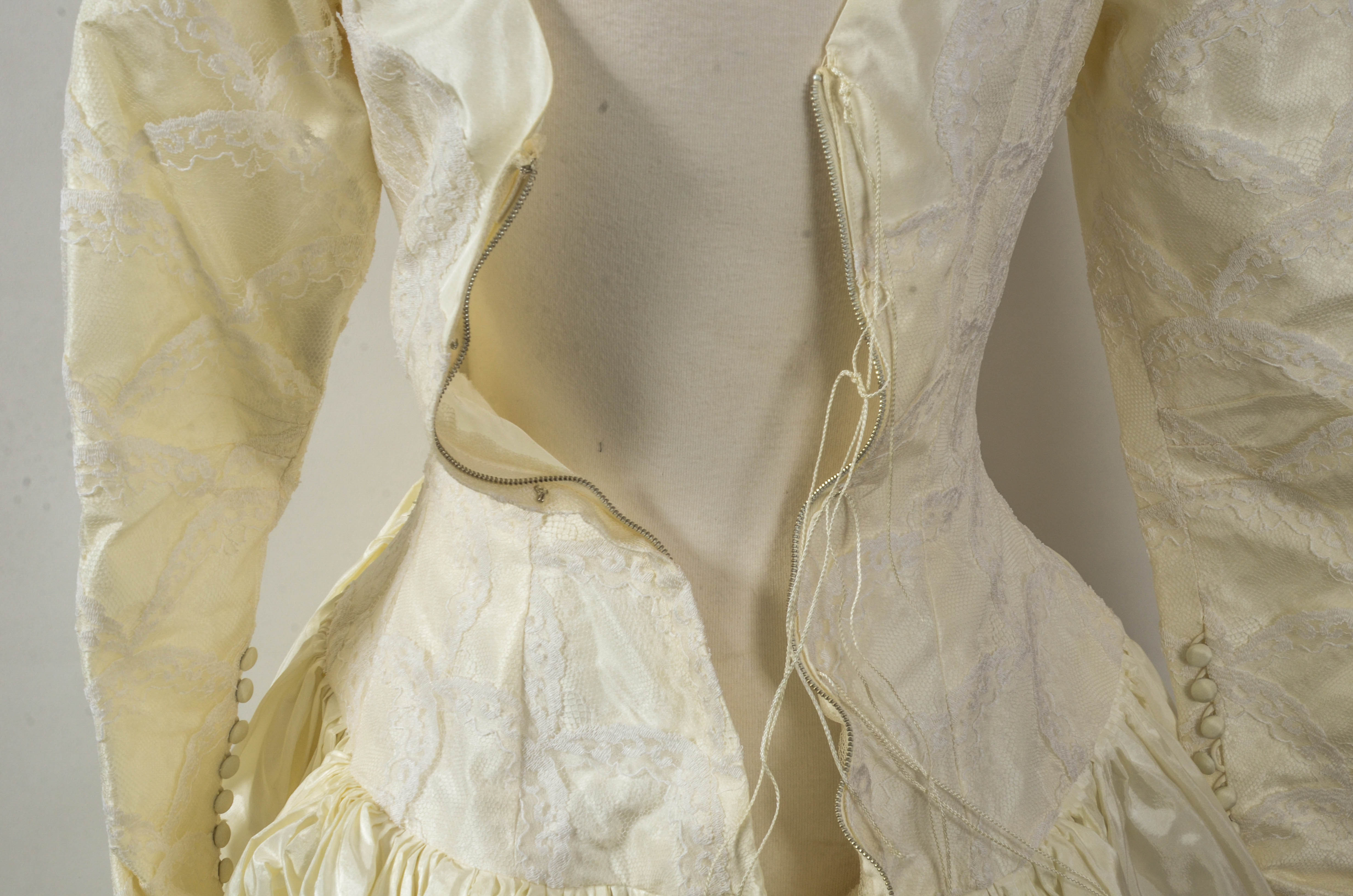 Vintage 50s Silk Taffeta Wedding Dress by Cahill of Beverly Hills