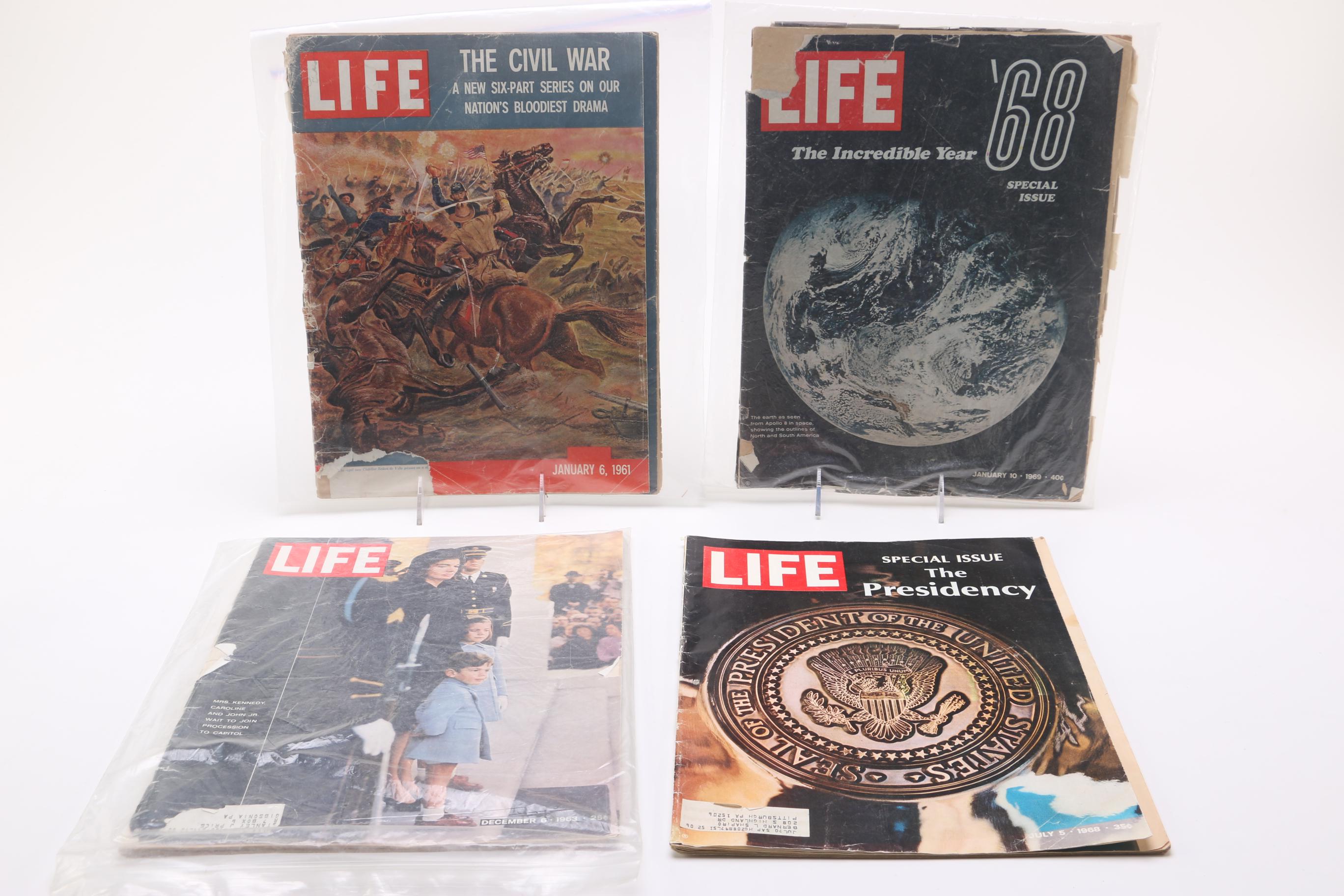 Selection of Four Vintage 1960s "Life" Magazines