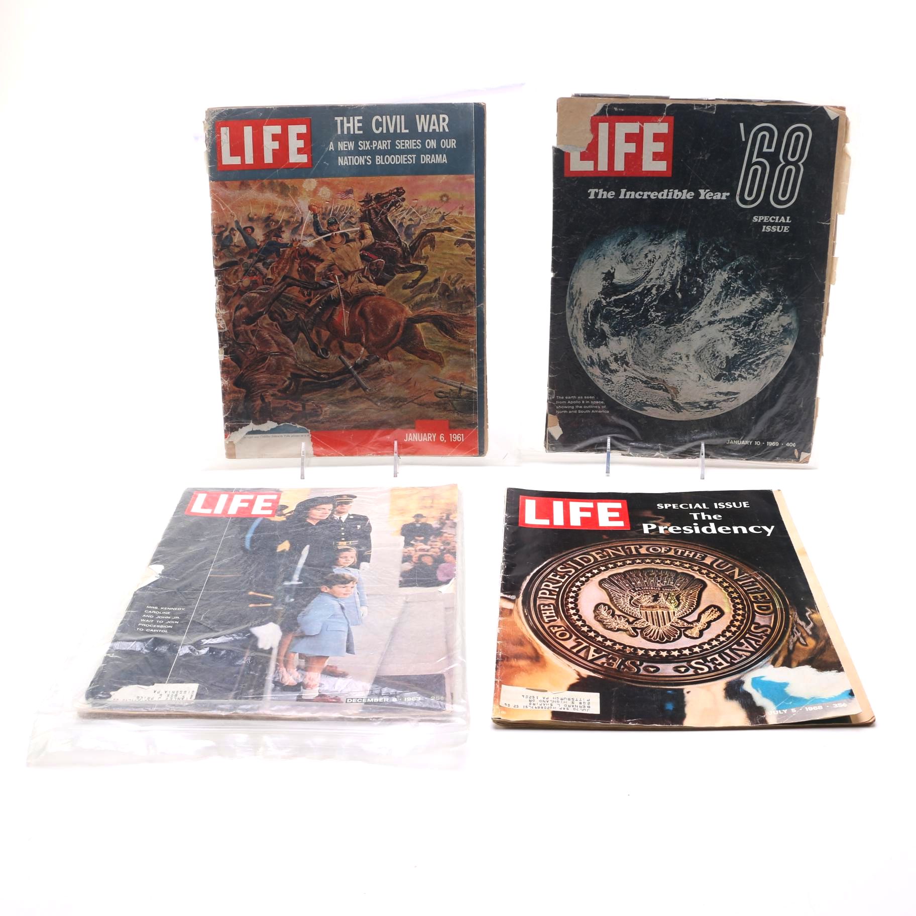 Selection of Four Vintage 1960s "Life" Magazines